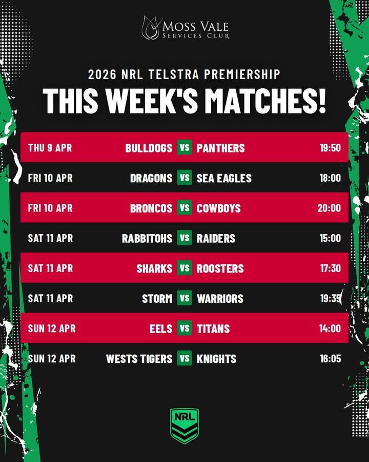 Featured image for “NRL Live at Moss Vale Services This Week”