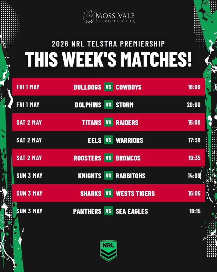 Featured image for “Watch Live NRL Action at Moss Vale Services”