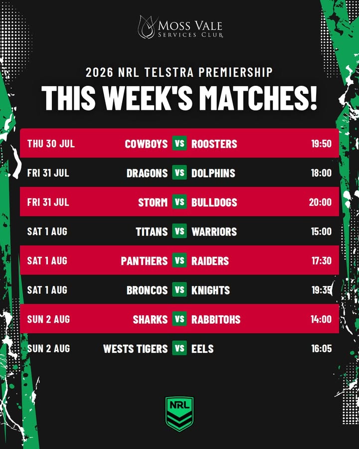 Featured image for “Watch NRL Live This Week at Moss Vale Services”