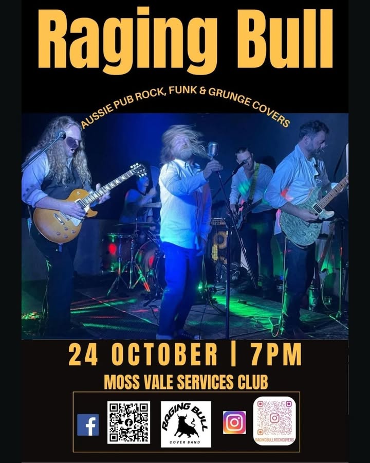 Featured image for “Raging Bull Live Music at Moss Vale Services – 24 October”